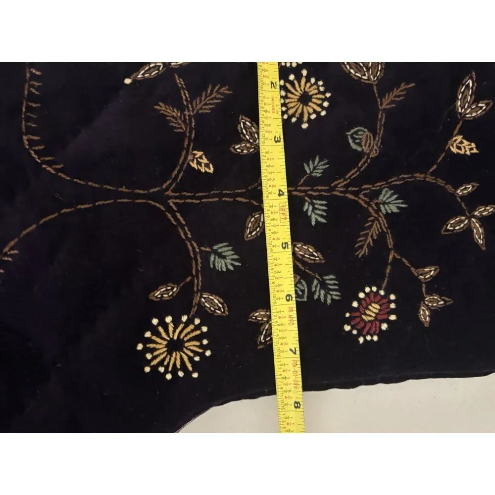 Pottery barn Retired Christmas Stocking Embroidered Purple Cotton Velvet